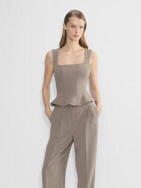 Wilfred Rhodora Bustier Top – Japanese Crepe, Peplum, Size S, New